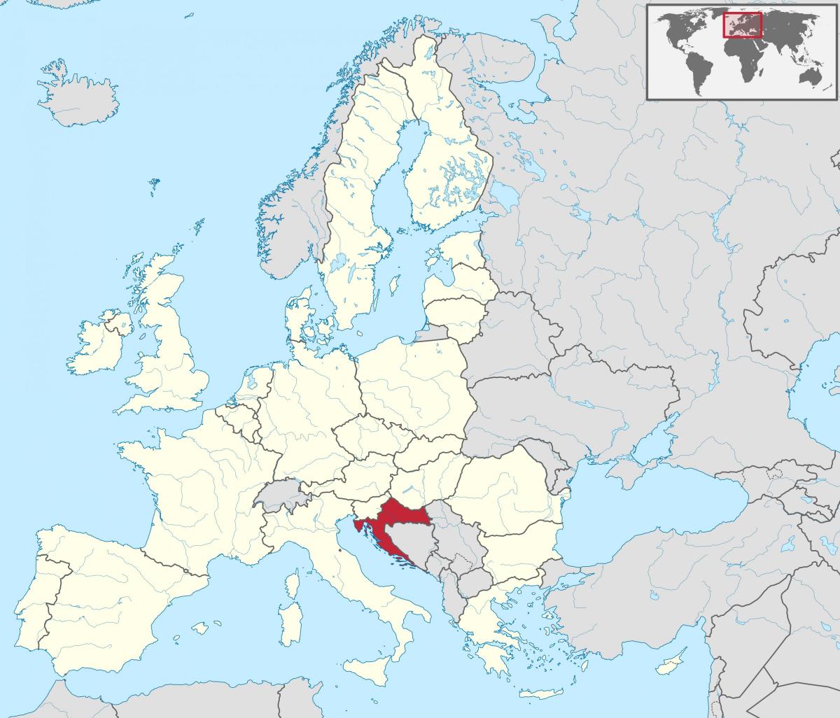 расположение Хорватии на карте Южной Европы
